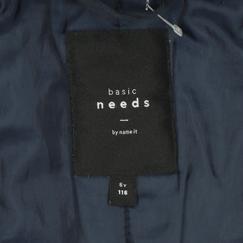 Name It Girls Blue Hooded Puffer Jacket 6 Years Polyester Lined Winter Coat