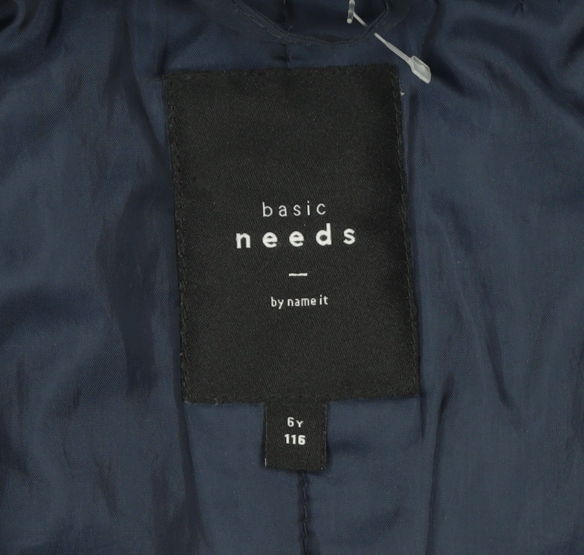 Name It Girls Blue Hooded Puffer Jacket 6 Years Polyester Lined Winter Coat