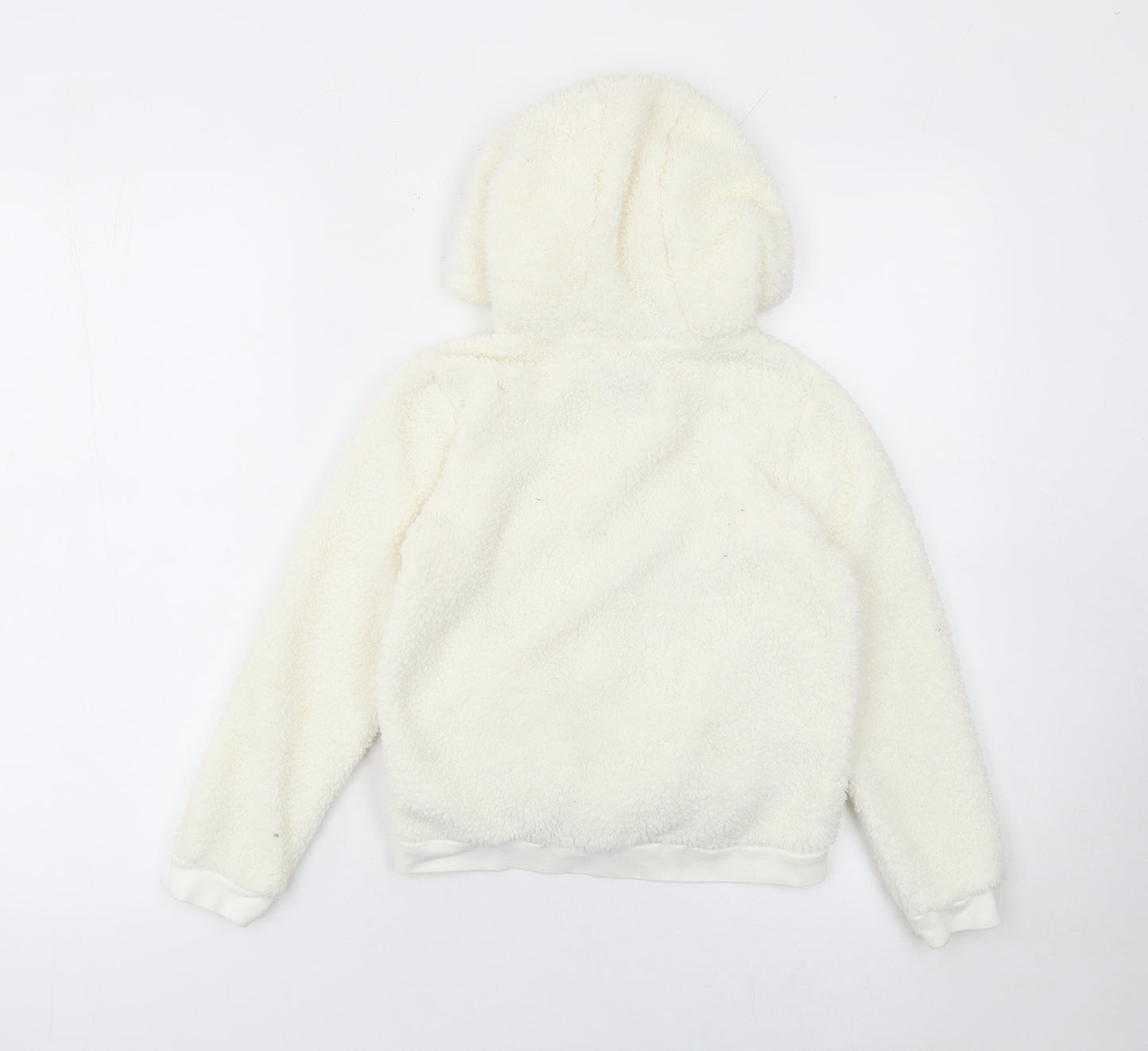 Reveuse Girls Ivory Unicorn Hooded Fleece Jacket Age 8 Long Sleeve Zip-Up