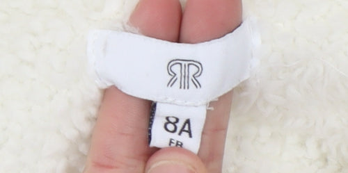 Reveuse Girls Ivory Unicorn Hooded Fleece Jacket Age 8 Long Sleeve Zip-Up