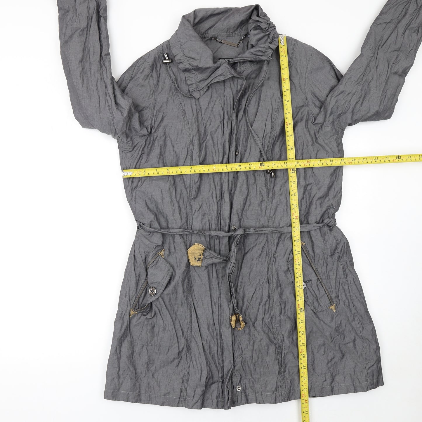 Marks and Spencer Women’s Grey Belted Trench Coat UK 14 Lined Classic