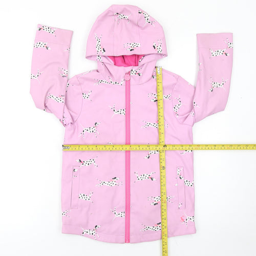 Joules Girls Pink Dog Print Waterproof Hooded Rain Coat 6 Years