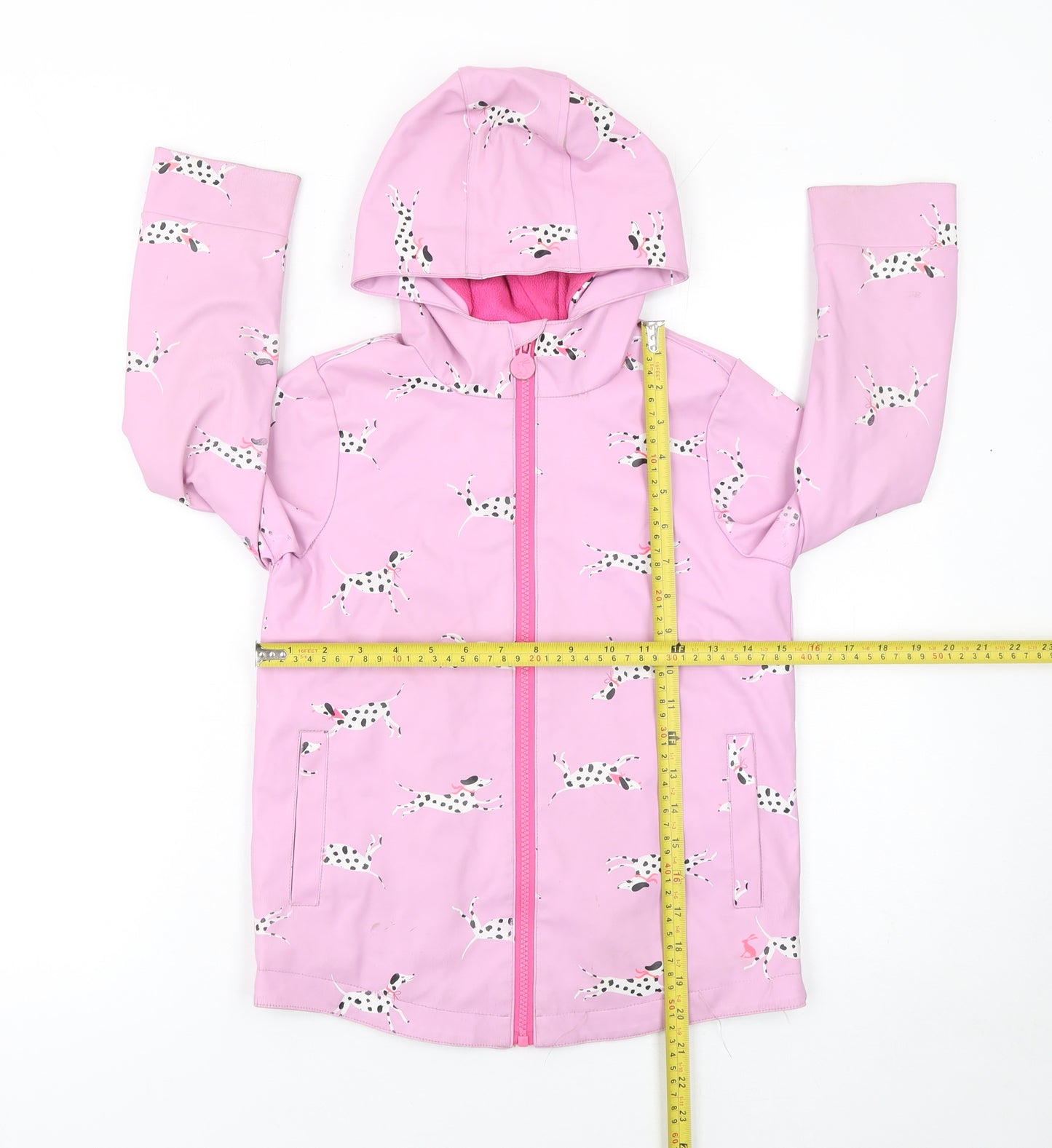 Joules Girls Pink Dog Print Waterproof Hooded Rain Coat 6 Years
