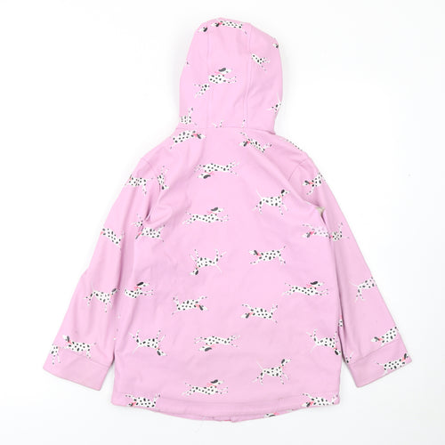 Joules Girls Pink Dog Print Waterproof Hooded Rain Coat 6 Years