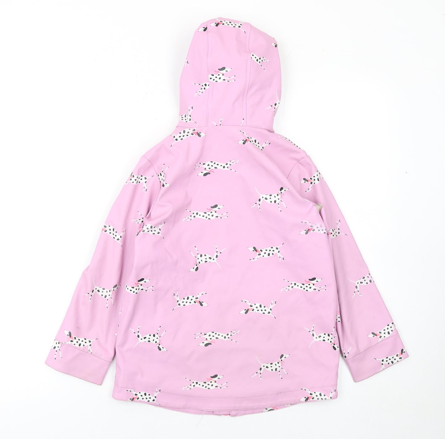 Joules Girls Pink Dog Print Waterproof Hooded Rain Coat 6 Years
