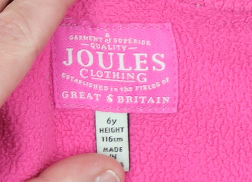 Joules Girls Pink Dog Print Waterproof Hooded Rain Coat 6 Years