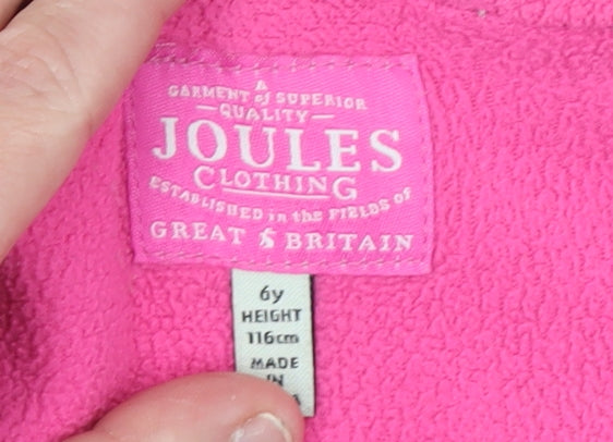 Joules Girls Pink Dog Print Waterproof Hooded Rain Coat 6 Years
