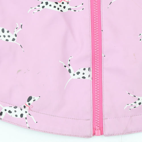 Joules Girls Pink Dog Print Waterproof Hooded Rain Coat 6 Years