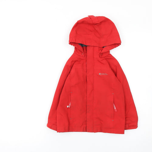 Mountain Warehouse Boys Red Waterproof Hooded Rain Coat Jacket 3-4 Years