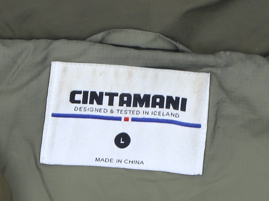 Cintamani Women Green Long Puffer Jacket L Lightweight Outdoor