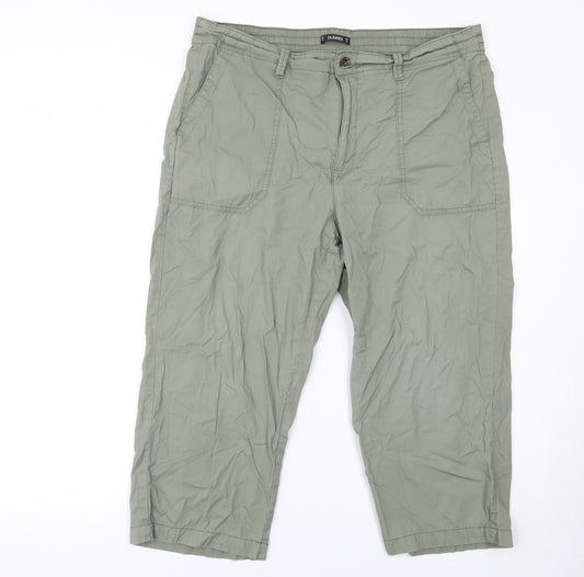 Dunnes Stores Women’s Green Cropped Cotton Trousers Size 16