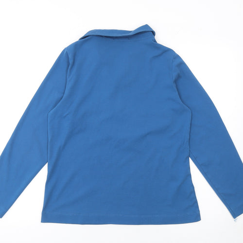 Voulez Vous Women’s Blue Long Sleeve Cotton Polo Top Size 14