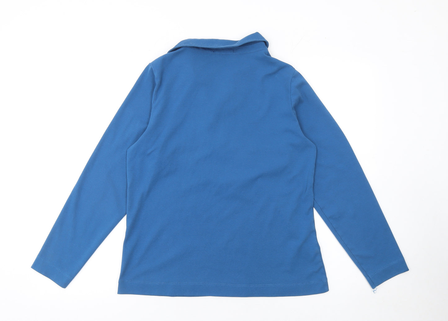 Voulez Vous Women’s Blue Long Sleeve Cotton Polo Top Size 14