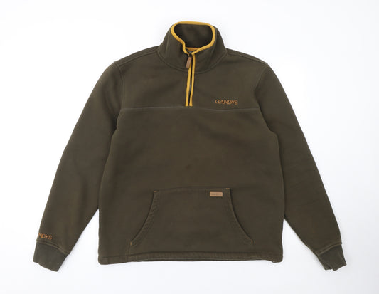 Gandys Men's Brown 1/4 Zip Fleece Sweatshirt Medium Pullover