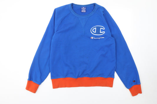 Champion Men's Blue Pullover Sweatshirt L Crew Neck Cotton