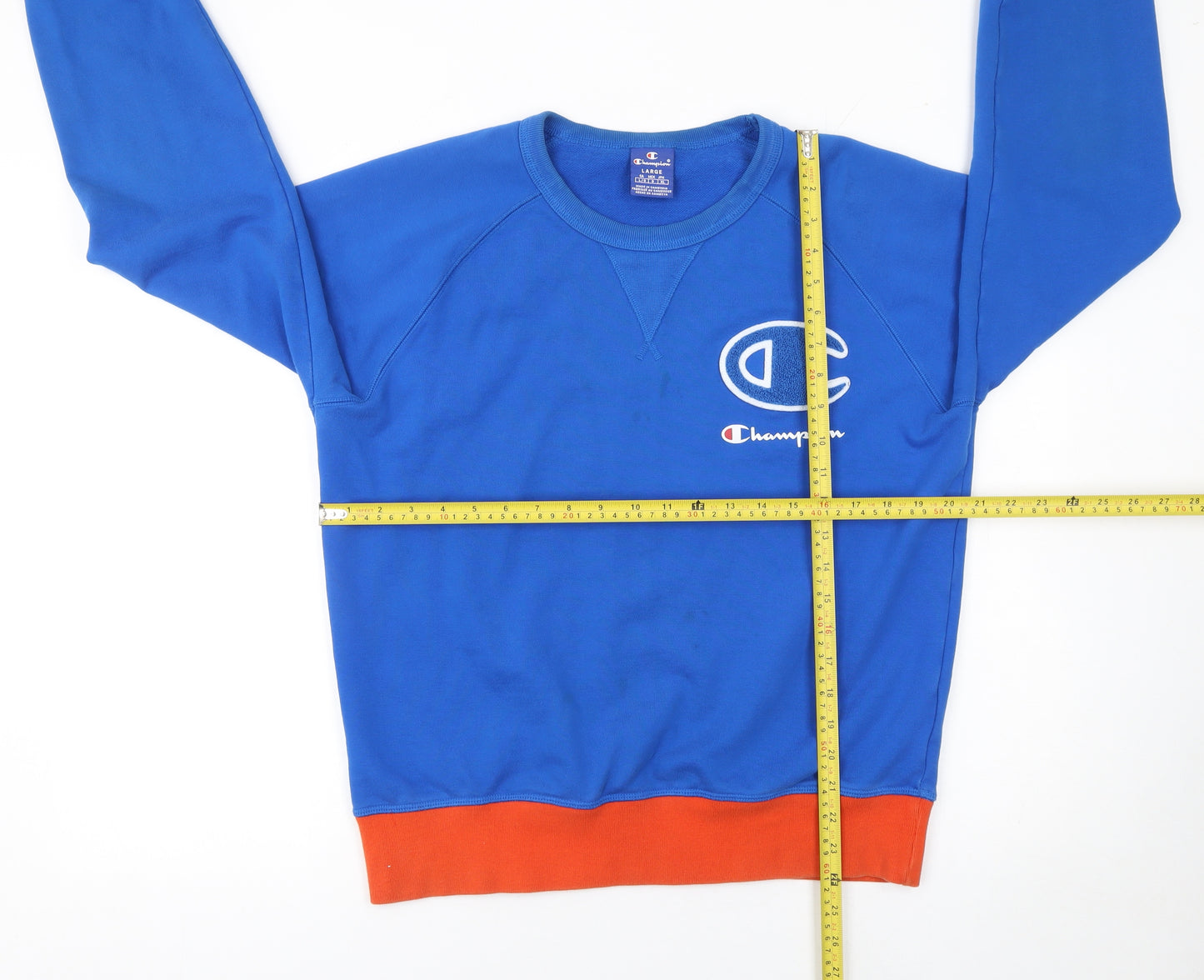Champion Men's Blue Pullover Sweatshirt L Crew Neck Cotton