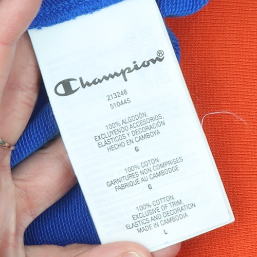 Champion Men's Blue Pullover Sweatshirt L Crew Neck Cotton