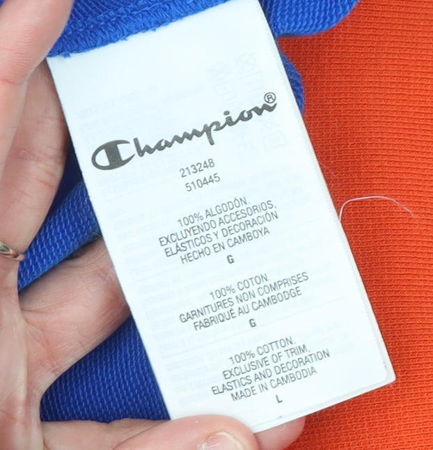 Champion Men's Blue Pullover Sweatshirt L Crew Neck Cotton