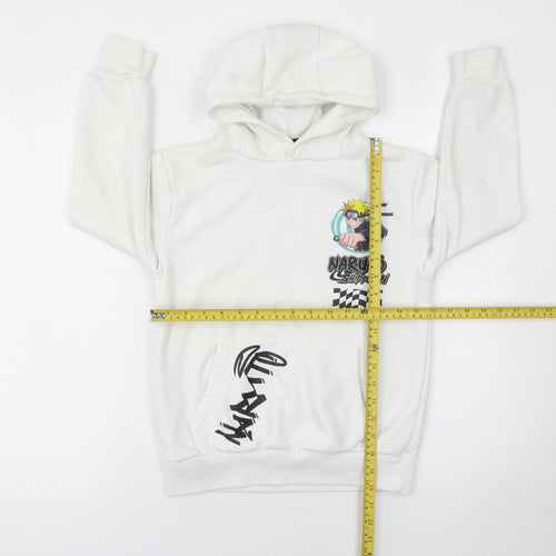 Naruto Shippuden Boys White Hoodie 9-10 Years Pullover Anime Graphic Fleece