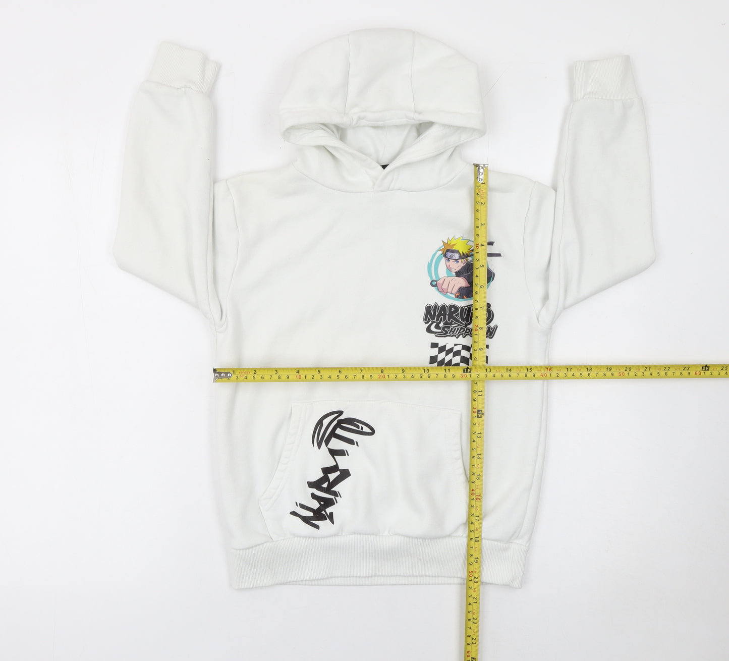 Naruto Shippuden Boys White Hoodie 9-10 Years Pullover Anime Graphic Fleece