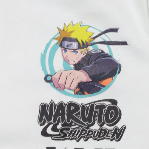 Naruto Shippuden Boys White Hoodie 9-10 Years Pullover Anime Graphic Fleece