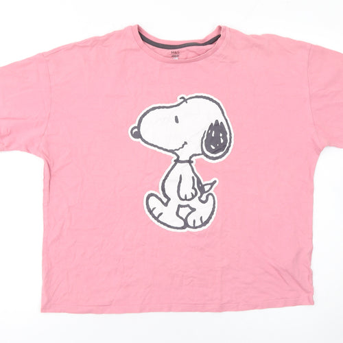 Marks and Spencer Girls Pink Snoopy Graphic Cotton T-Shirt 15-16 Years