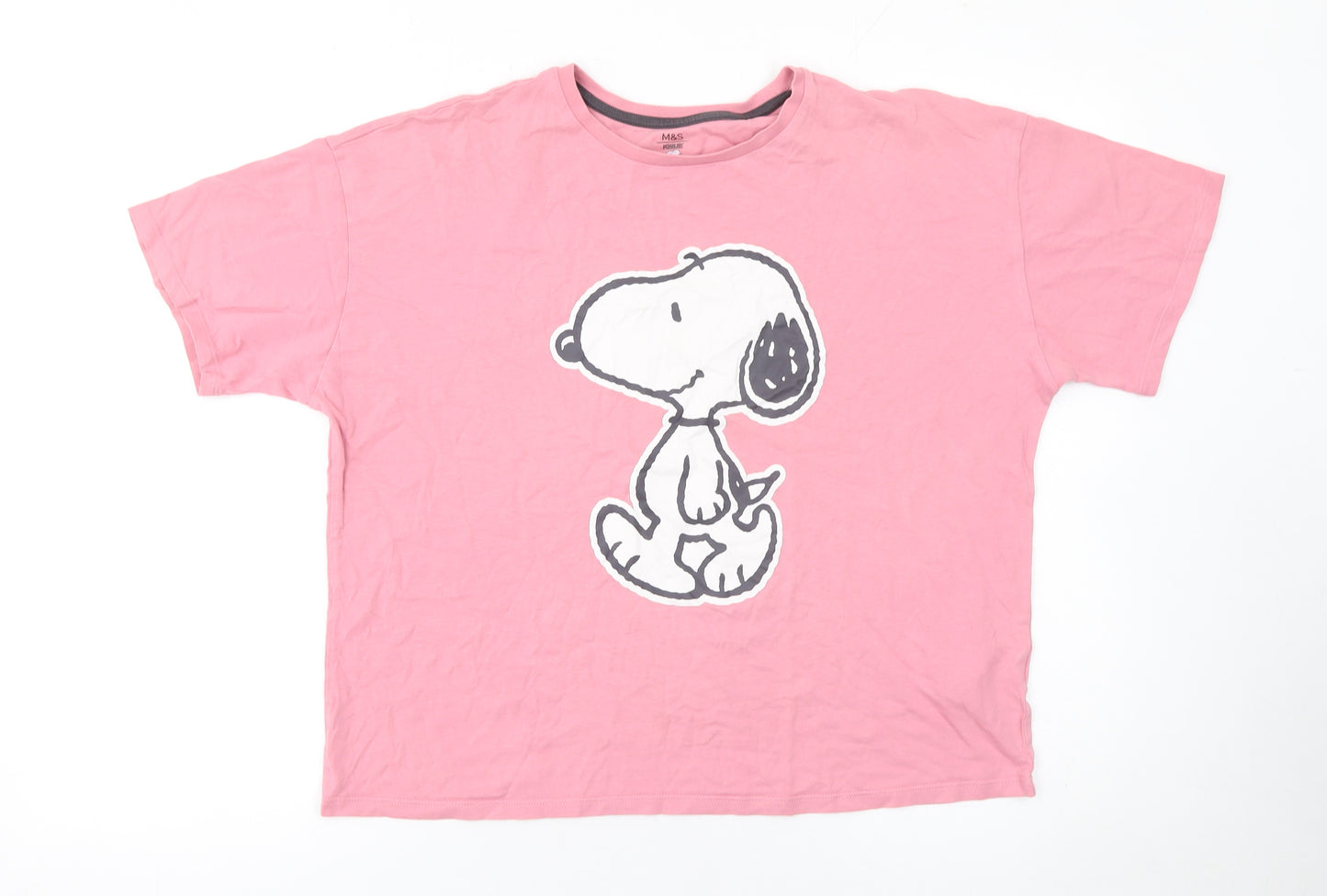 Marks and Spencer Girls Pink Snoopy Graphic Cotton T-Shirt 15-16 Years