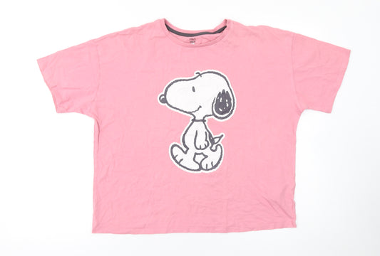 Marks and Spencer Girls Pink Snoopy Graphic Cotton T-Shirt 15-16 Years