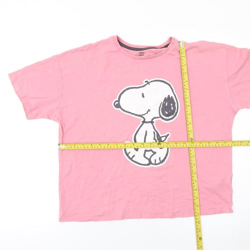 Marks and Spencer Girls Pink Snoopy Graphic Cotton T-Shirt 15-16 Years