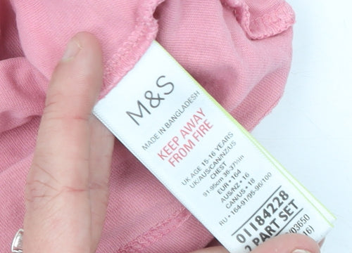 Marks and Spencer Girls Pink Snoopy Graphic Cotton T-Shirt 15-16 Years