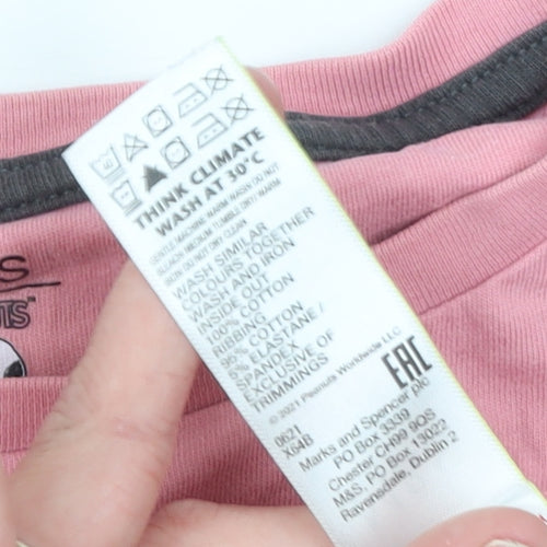 Marks and Spencer Girls Pink Snoopy Graphic Cotton T-Shirt 15-16 Years