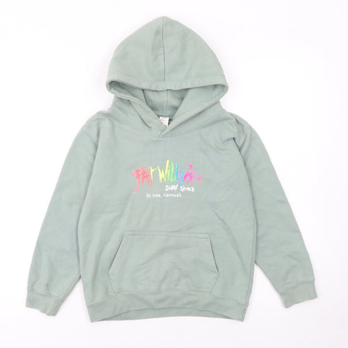 Fat Willy's Girls Green Hoodie 7-8 Years Pullover Surf Graphic Sweatshirt