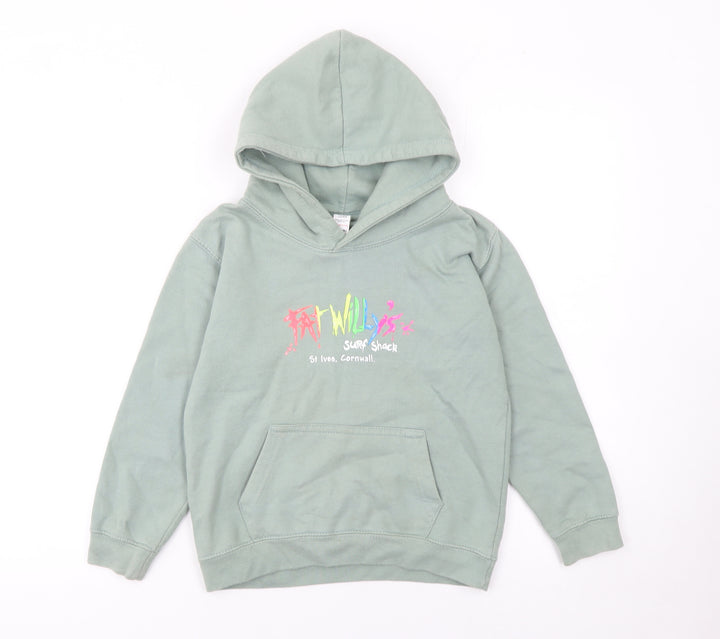 Fat Willy's Girls Green Hoodie 7-8 Years Pullover Surf Graphic Sweatshirt