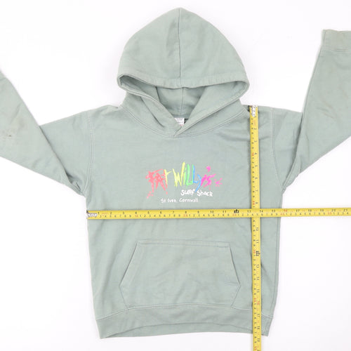 Fat Willy's Girls Green Hoodie 7-8 Years Pullover Surf Graphic Sweatshirt