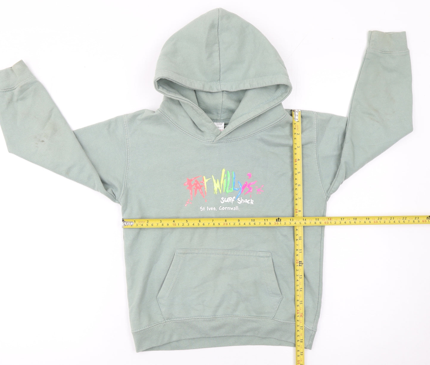 Fat Willy's Girls Green Hoodie 7-8 Years Pullover Surf Graphic Sweatshirt