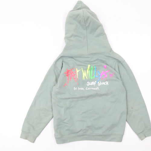 Fat Willy's Girls Green Hoodie 7-8 Years Pullover Surf Graphic Sweatshirt