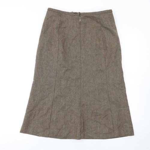 Marks and Spencer Women Brown Tweed Wool Blend Pencil Skirt UK 12