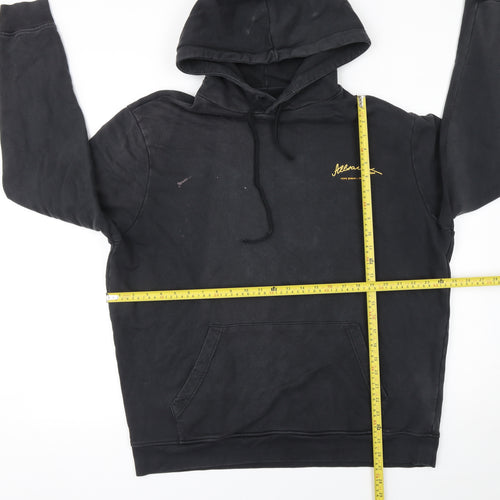 AllSaints Men's Black Pullover Hoodie Large Logo Cotton