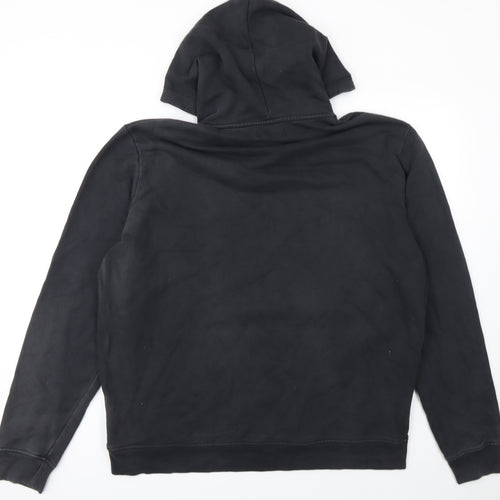 AllSaints Men's Black Pullover Hoodie Large Logo Cotton