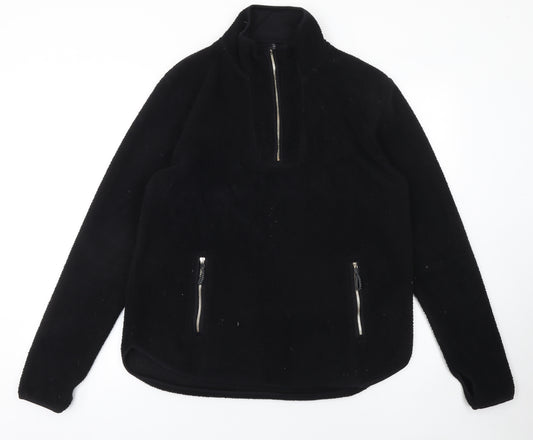 Next Women Black Fleece 1/2 Zip Pullover Sweatshirt Size 14