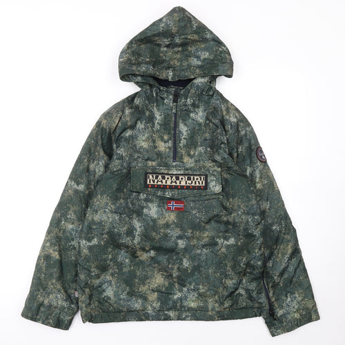 Napapijri Boys Green Camouflage Hooded Anorak Jacket 12 Years