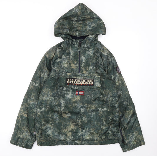 Napapijri Boys Green Camouflage Hooded Anorak Jacket 12 Years