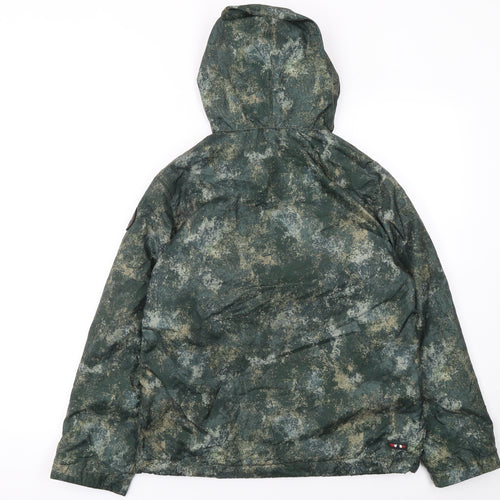 Napapijri Boys Green Camouflage Hooded Anorak Jacket 12 Years