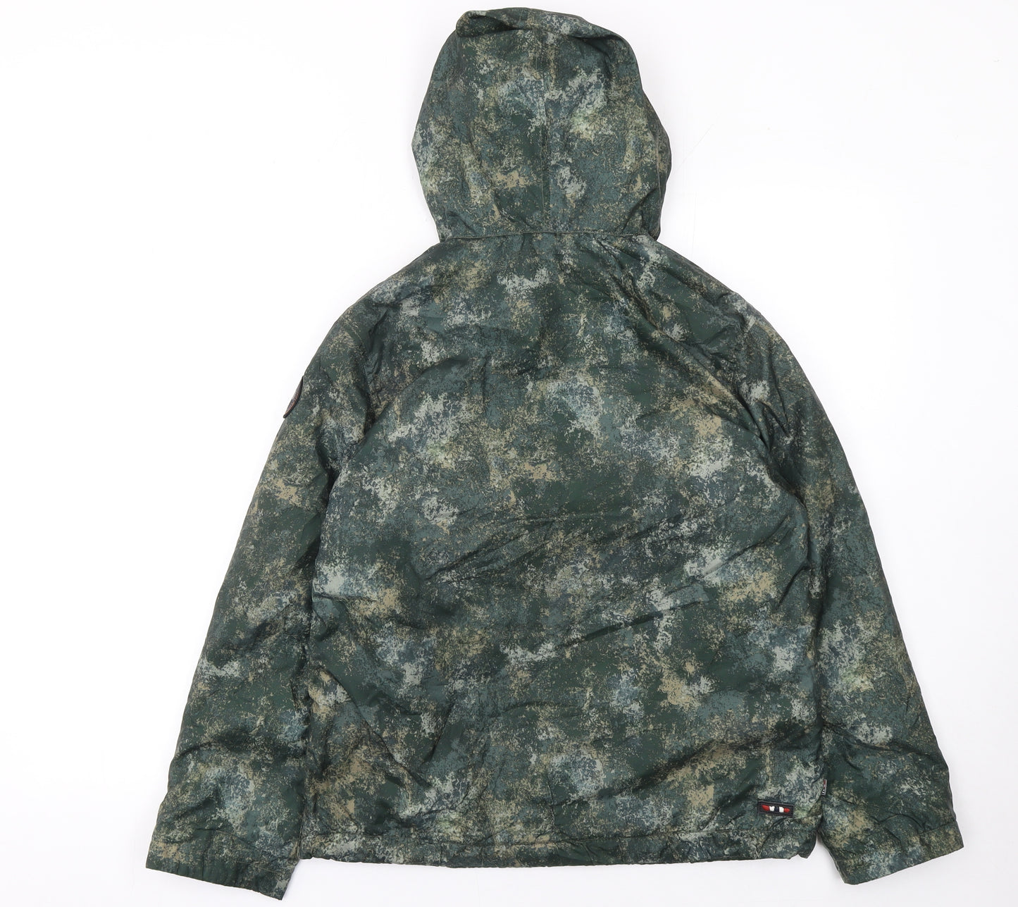 Napapijri Boys Green Camouflage Hooded Anorak Jacket 12 Years