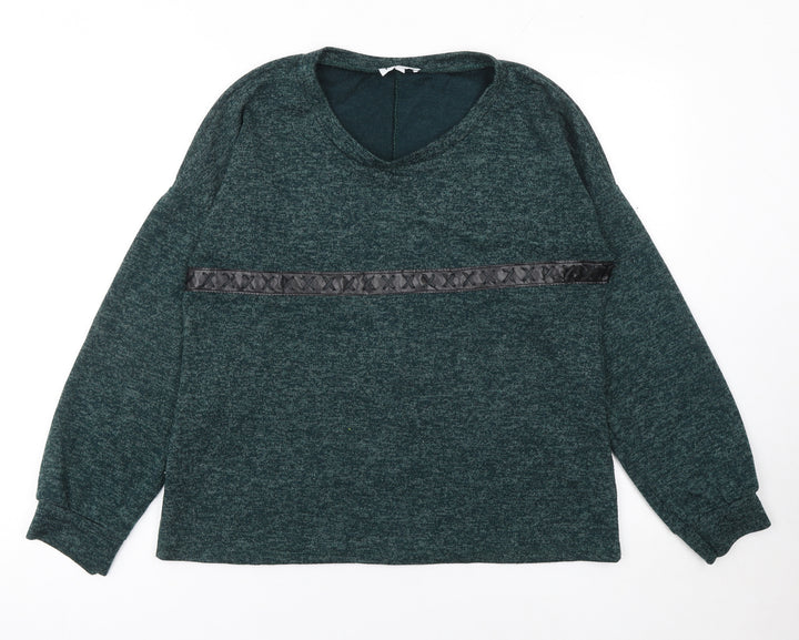 Co&Co Women’s Green V-Neck Long Sleeve Knit Jumper L