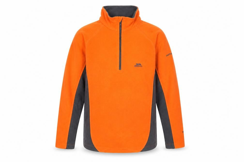 Front view of Trespass Men's Orange XS 1/4 Zip Fleece Pullover Sweatshirt