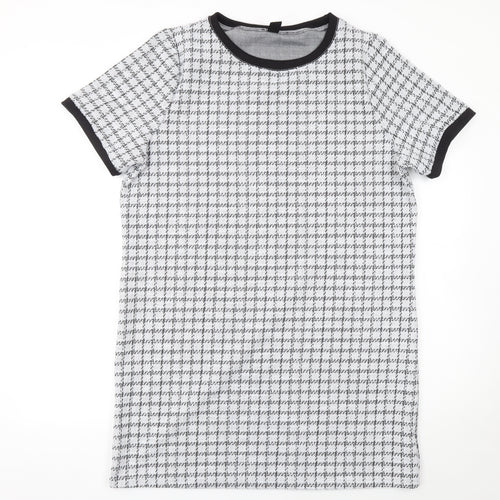 Dazy Women Grey Check Short Sleeve T-Shirt Dress 2XL