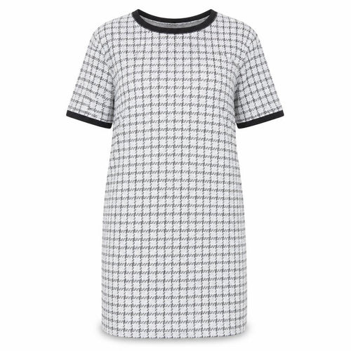 Dazy Women Grey Check Short Sleeve T-Shirt Dress 2XL