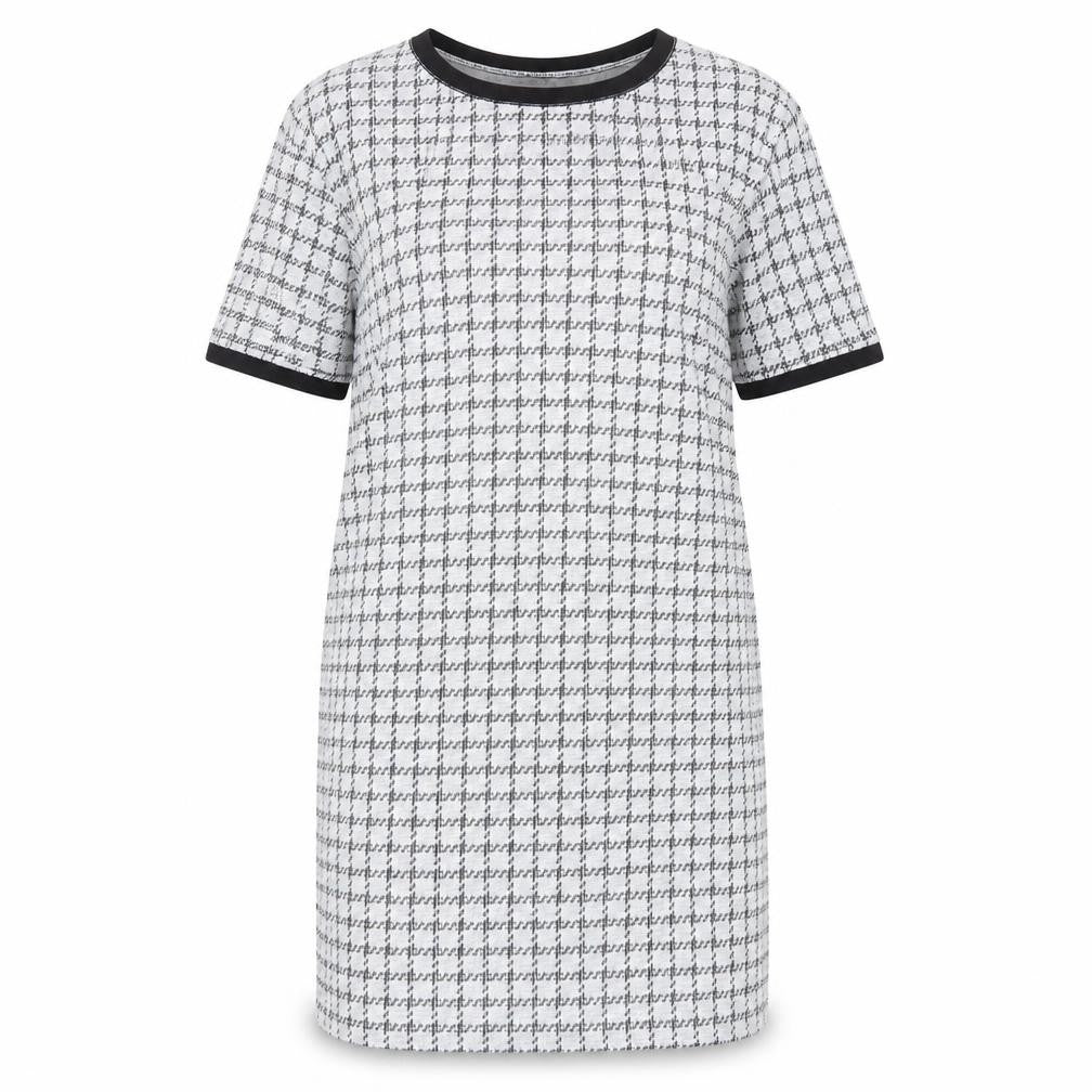 Dazy Women Grey Check Short Sleeve T-Shirt Dress 2XL