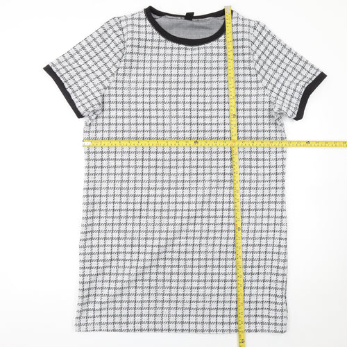 Dazy Women Grey Check Short Sleeve T-Shirt Dress 2XL